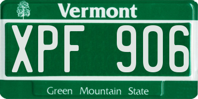 VT license plate XPF906
