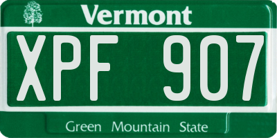 VT license plate XPF907