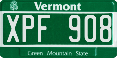 VT license plate XPF908
