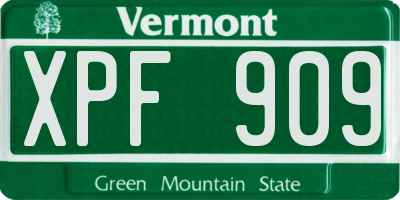 VT license plate XPF909