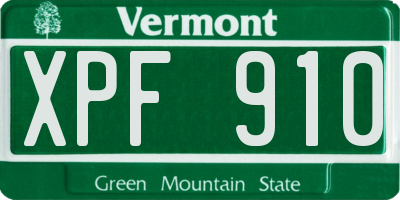 VT license plate XPF910