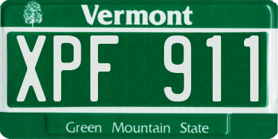 VT license plate XPF911