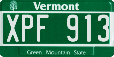 VT license plate XPF913