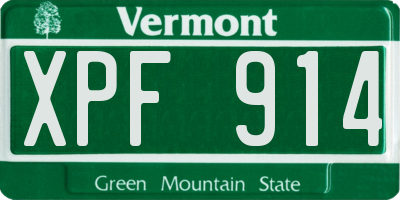 VT license plate XPF914