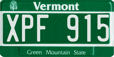 VT license plate XPF915