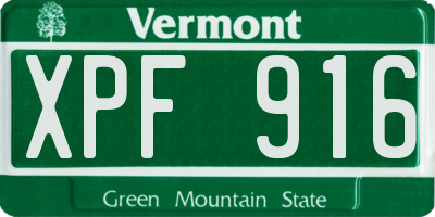 VT license plate XPF916