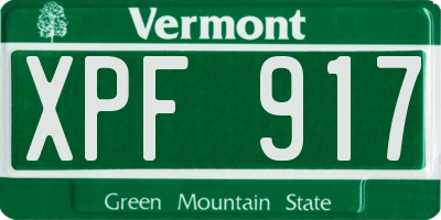 VT license plate XPF917