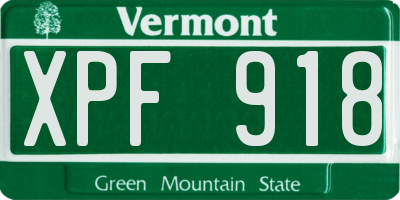 VT license plate XPF918