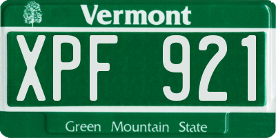 VT license plate XPF921