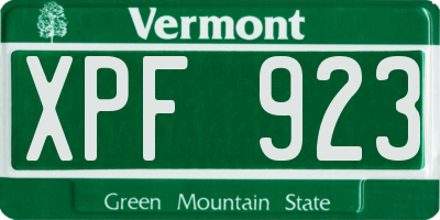 VT license plate XPF923