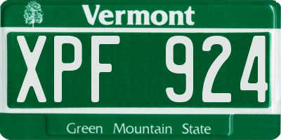 VT license plate XPF924