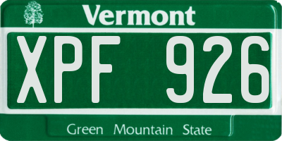 VT license plate XPF926