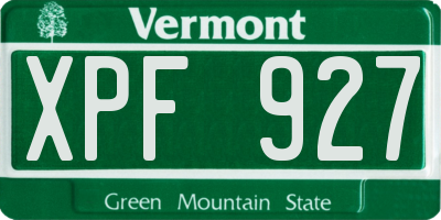 VT license plate XPF927