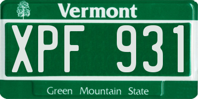 VT license plate XPF931