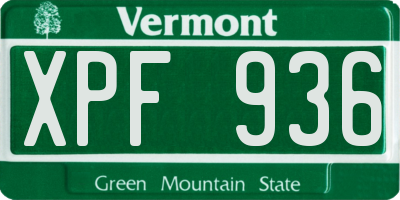 VT license plate XPF936