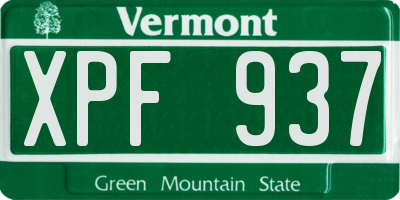 VT license plate XPF937