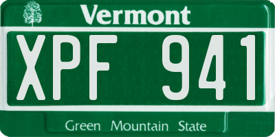 VT license plate XPF941