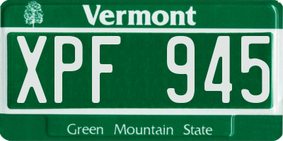 VT license plate XPF945
