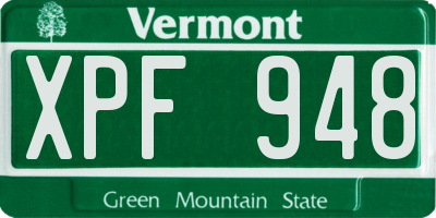 VT license plate XPF948
