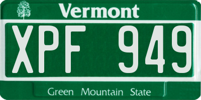 VT license plate XPF949