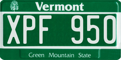VT license plate XPF950