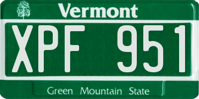 VT license plate XPF951