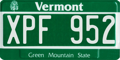 VT license plate XPF952
