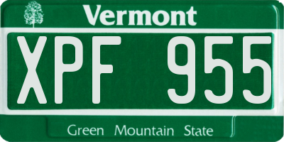 VT license plate XPF955