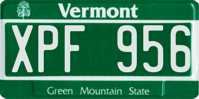 VT license plate XPF956