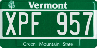 VT license plate XPF957