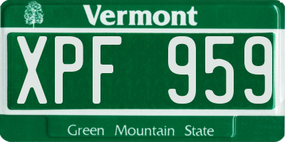 VT license plate XPF959