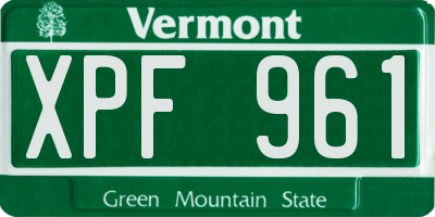 VT license plate XPF961
