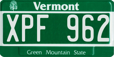 VT license plate XPF962