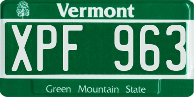 VT license plate XPF963