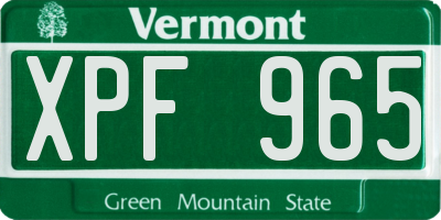 VT license plate XPF965