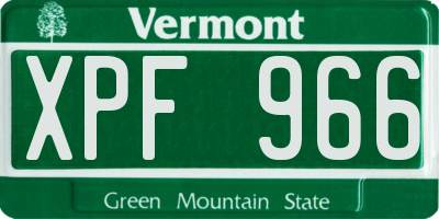 VT license plate XPF966