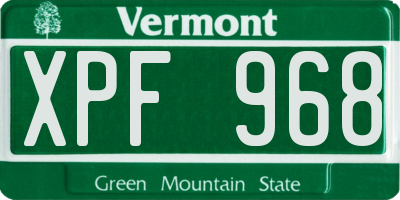 VT license plate XPF968