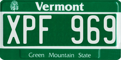 VT license plate XPF969