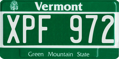 VT license plate XPF972