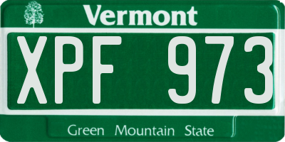 VT license plate XPF973