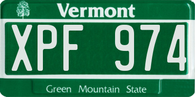 VT license plate XPF974