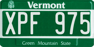 VT license plate XPF975