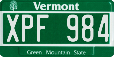 VT license plate XPF984