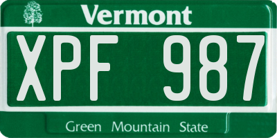 VT license plate XPF987