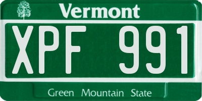 VT license plate XPF991