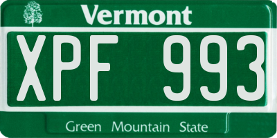 VT license plate XPF993