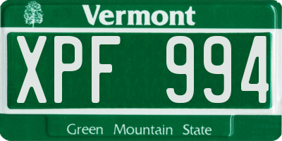 VT license plate XPF994