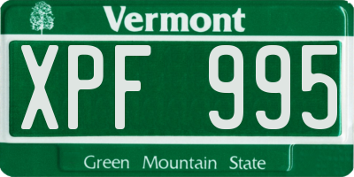 VT license plate XPF995