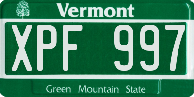 VT license plate XPF997
