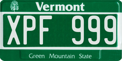VT license plate XPF999